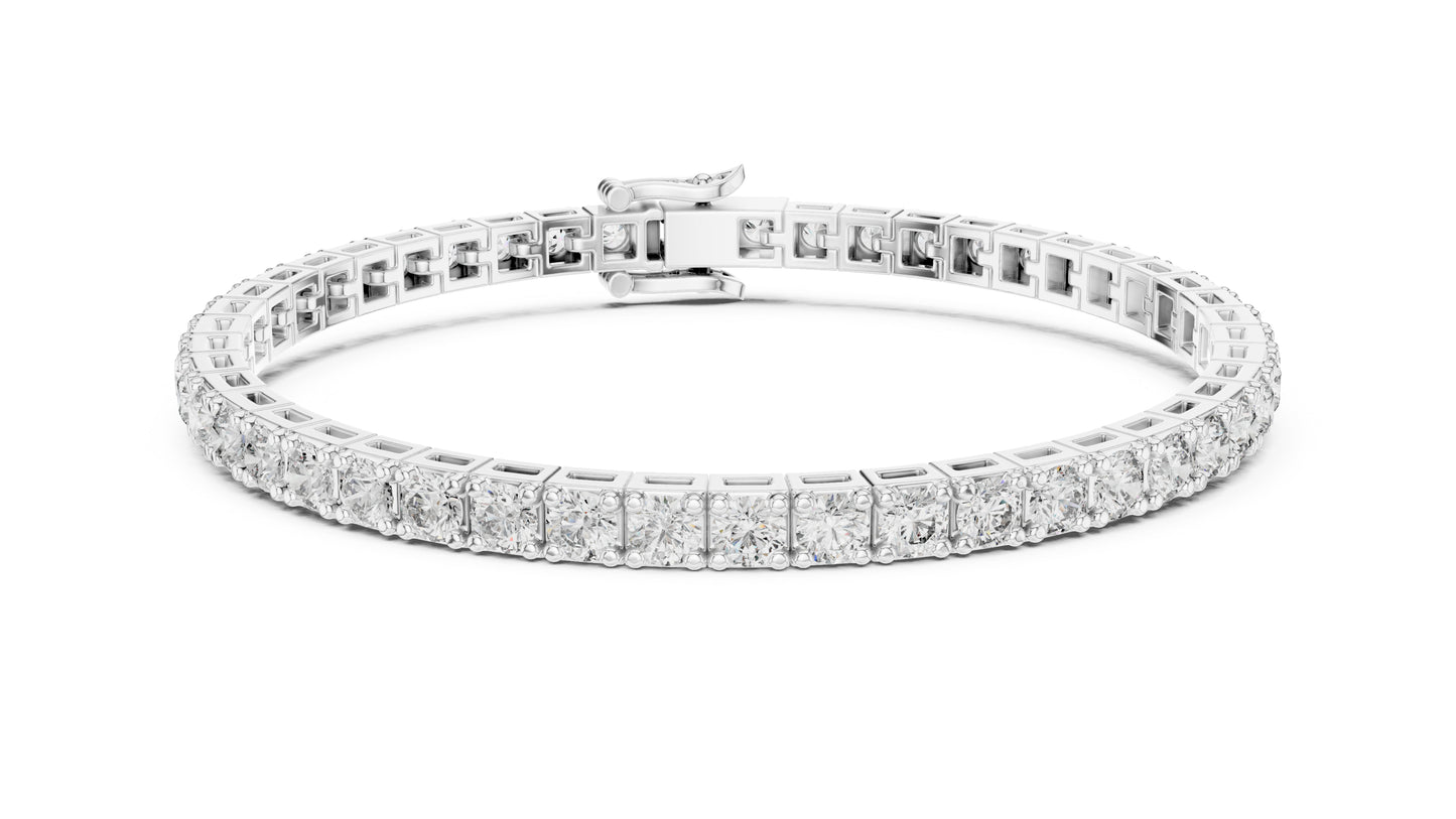 18k Rose Gold Round Lab-Grown Diamond Wedding Bracelet for Women | Pure Carat
