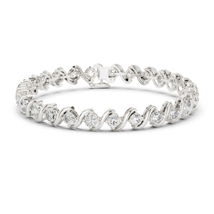14k Rose Gold Round Lab-Grown Diamond Party Wear Bracelet for Women | Pure Carat