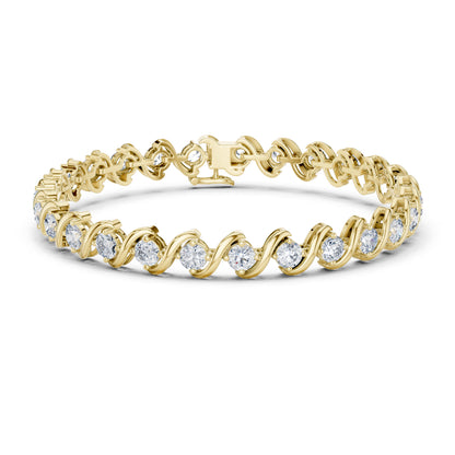 14k Rose Gold Round Lab-Grown Diamond Party Wear Bracelet for Women | Pure Carat