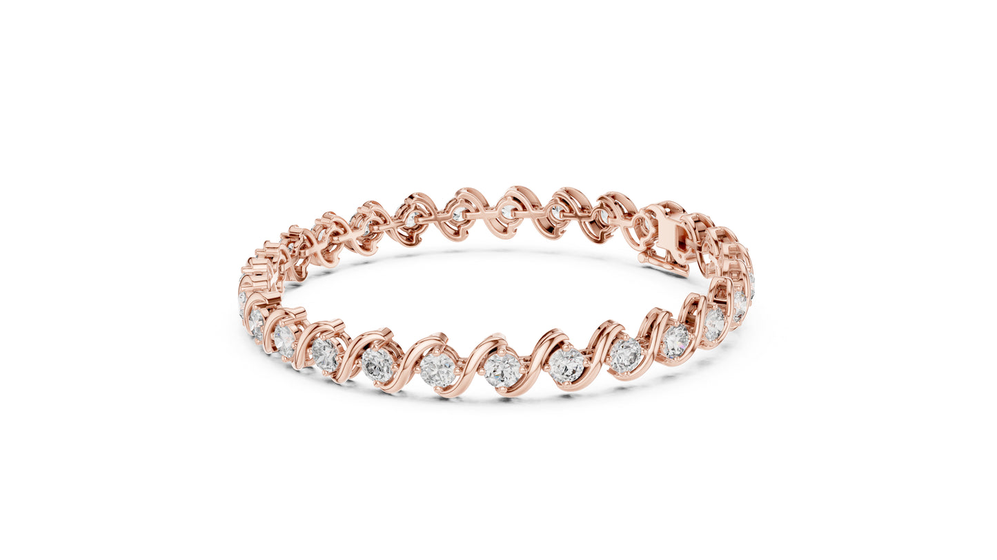 14k Rose Gold Round Lab-Grown Diamond Party Wear Bracelet for Women | Pure Carat