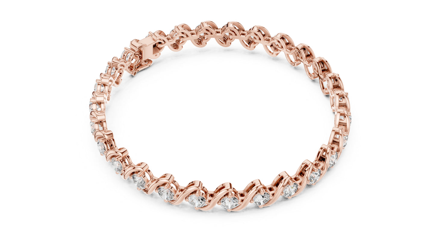 14k Rose Gold Round Lab-Grown Diamond Party Wear Bracelet for Women | Pure Carat