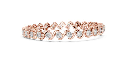 14k Rose Gold Round Lab-Grown Diamond Party Wear Bracelet for Women | Pure Carat