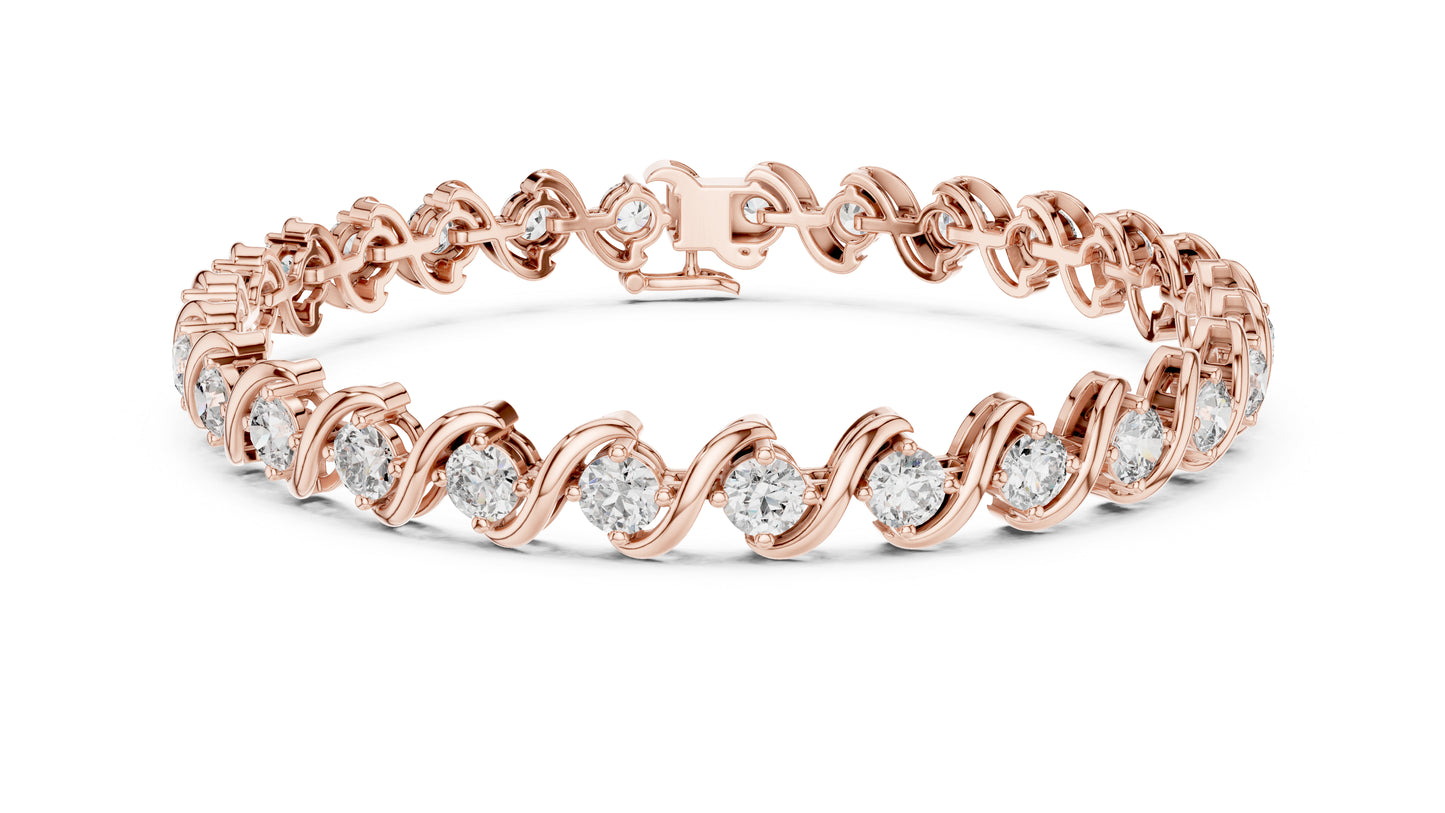 14k Rose Gold Round Lab-Grown Diamond Party Wear Bracelet for Women | Pure Carat