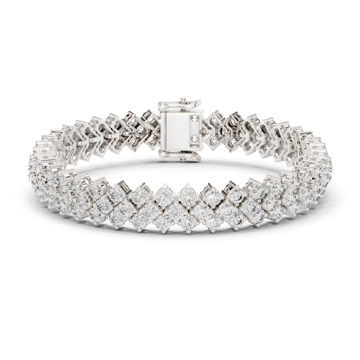 18k White Gold Round Lab-Grown Diamond Anniversary Bracelet for Women | Pure Carat