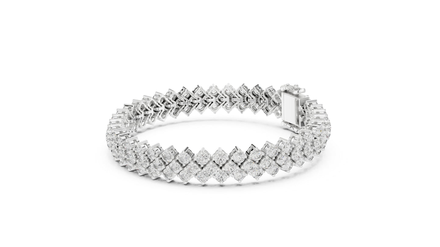18k White Gold Round Lab-Grown Diamond Anniversary Bracelet for Women | Pure Carat