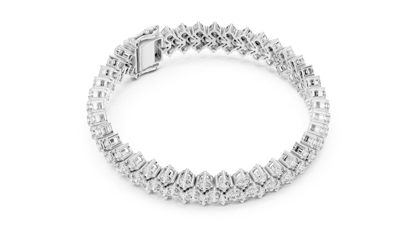 18k White Gold Round Lab-Grown Diamond Anniversary Bracelet for Women | Pure Carat