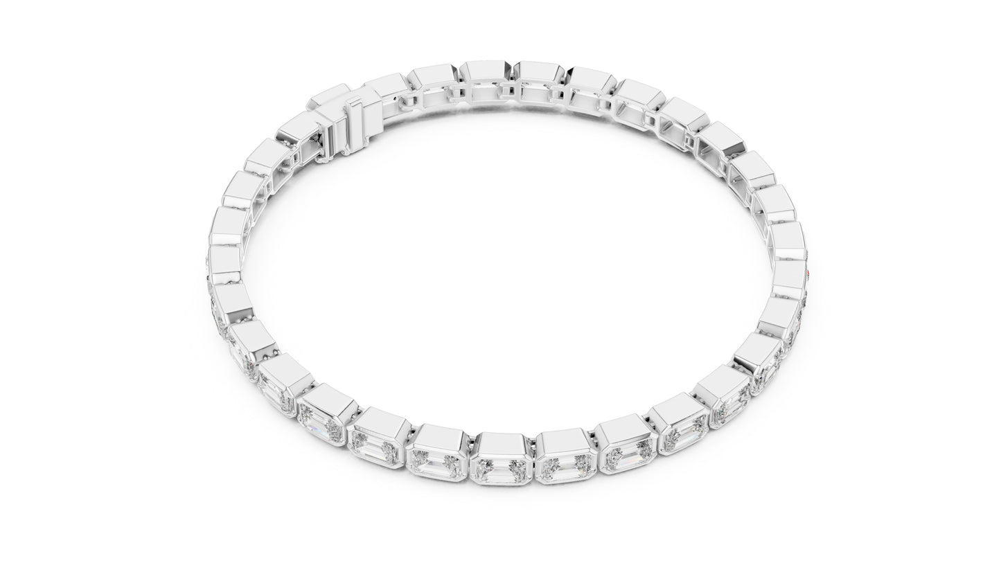 18k Yellow Gold Emerald Lab-Grown Diamond Wedding Bracelet for Women | Pure Carat