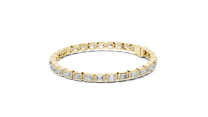 18k Yellow Gold Emerald Lab-Grown Diamond Wedding Bracelet for Women | Pure Carat
