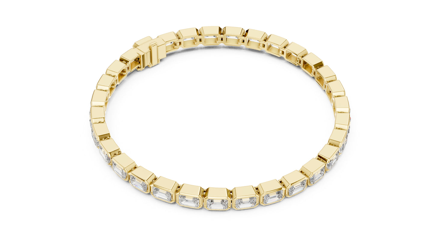 18k Yellow Gold Emerald Lab-Grown Diamond Wedding Bracelet for Women | Pure Carat