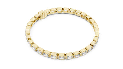 18k Yellow Gold Emerald Lab-Grown Diamond Wedding Bracelet for Women | Pure Carat
