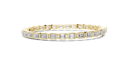 18k Yellow Gold Emerald Lab-Grown Diamond Wedding Bracelet for Women | Pure Carat