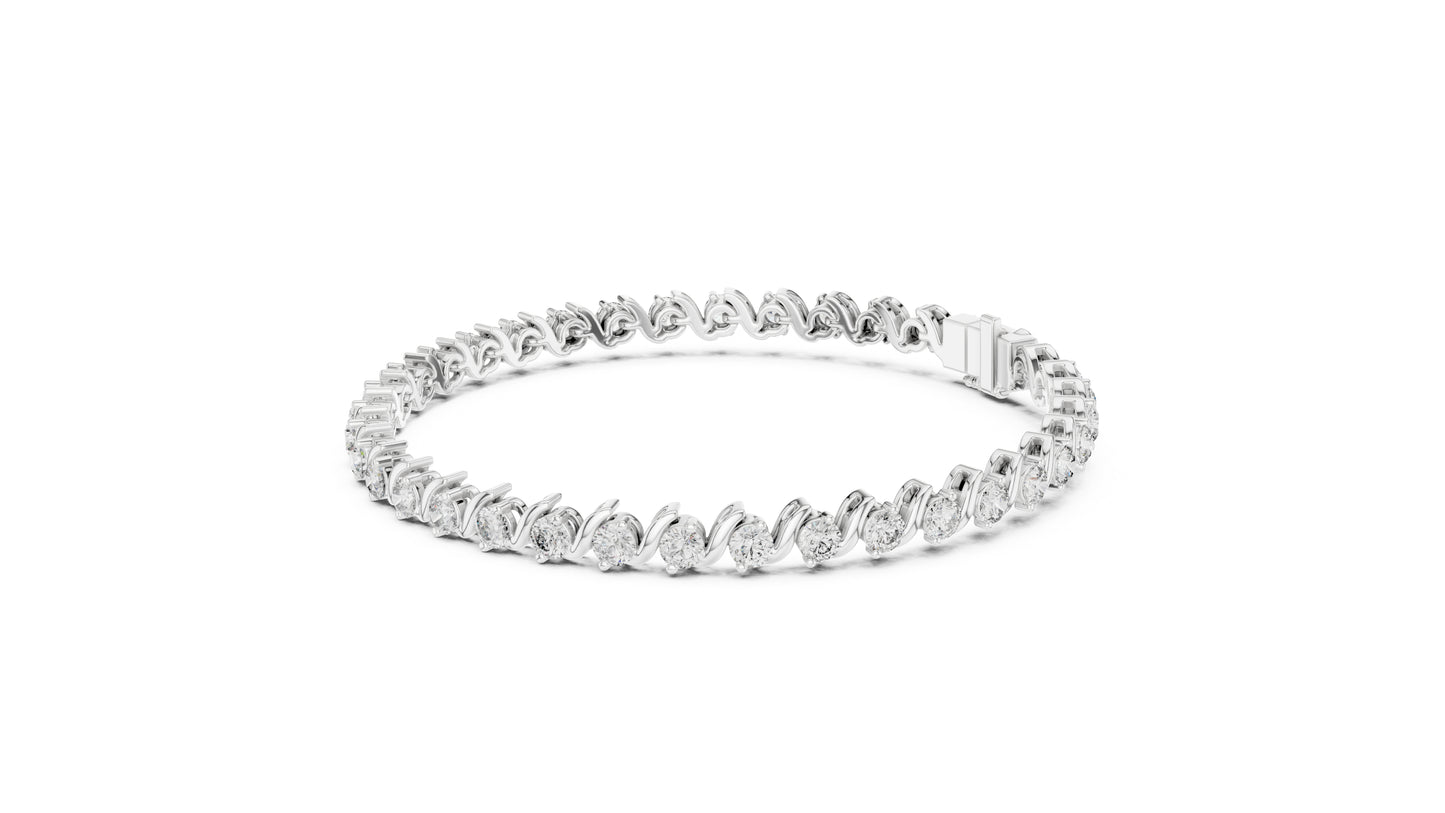 14k White Gold Round Lab-Grown Diamond Everyday Wear Bracelet for Women | Pure Carat