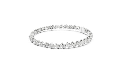 14k White Gold Round Lab-Grown Diamond Everyday Wear Bracelet for Women | Pure Carat