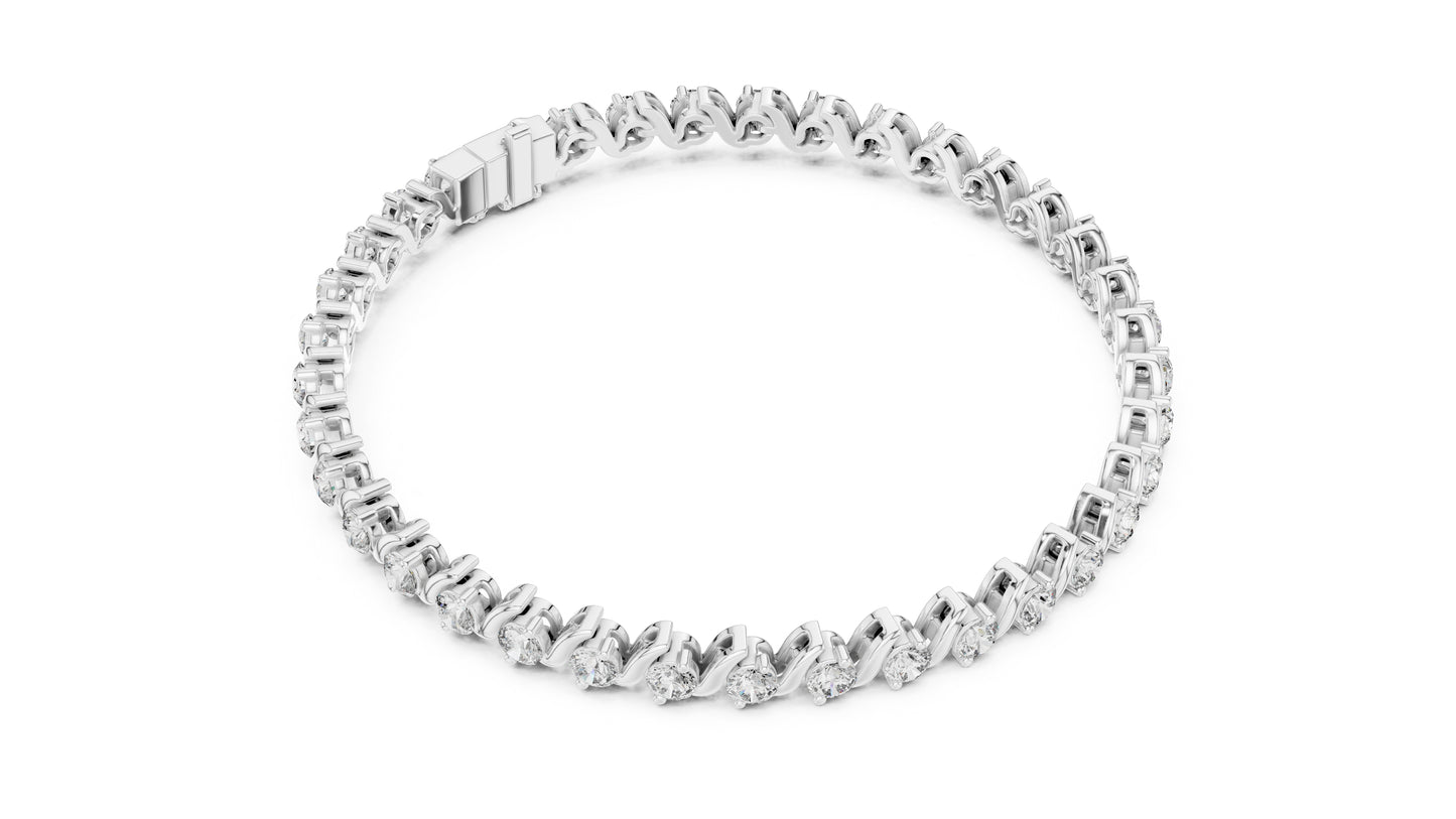 14k White Gold Round Lab-Grown Diamond Everyday Wear Bracelet for Women | Pure Carat