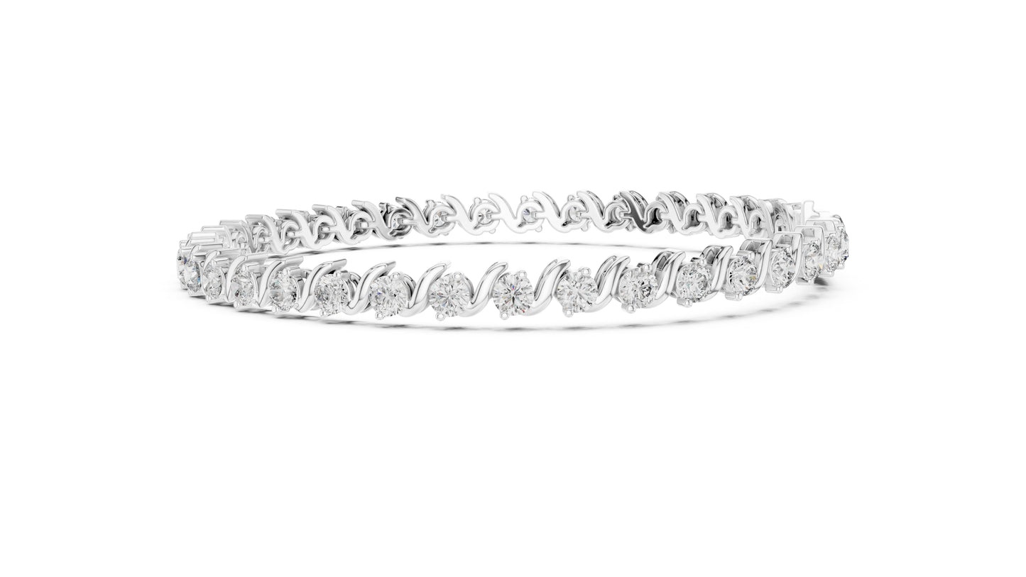 14k White Gold Round Lab-Grown Diamond Everyday Wear Bracelet for Women | Pure Carat