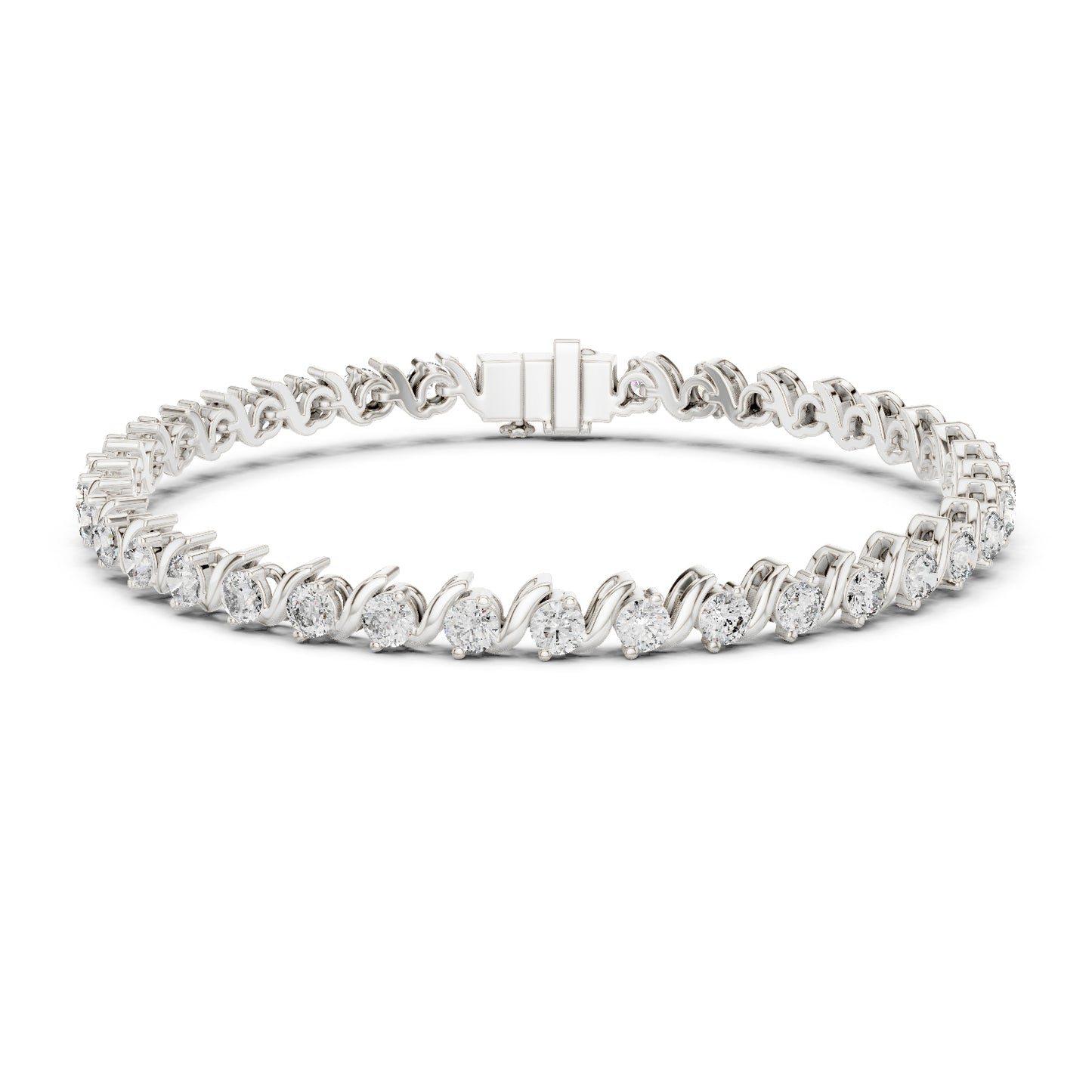 14k White Gold Round Lab-Grown Diamond Everyday Wear Bracelet for Women | Pure Carat