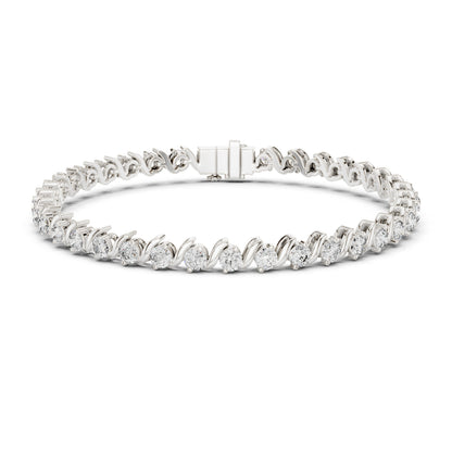 14k White Gold Round Lab-Grown Diamond Everyday Wear Bracelet for Women | Pure Carat