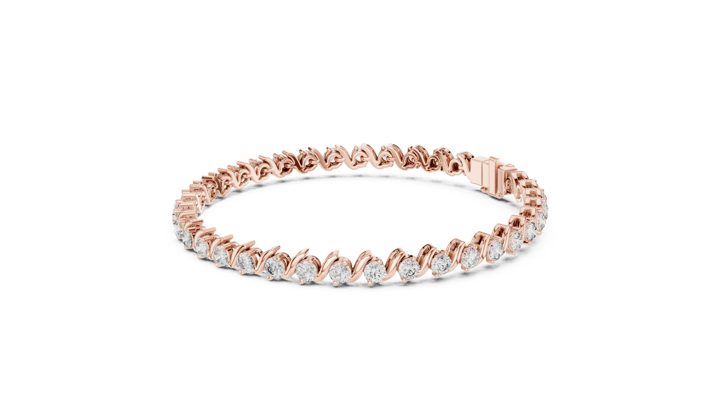 14k White Gold Round Lab-Grown Diamond Everyday Wear Bracelet for Women | Pure Carat