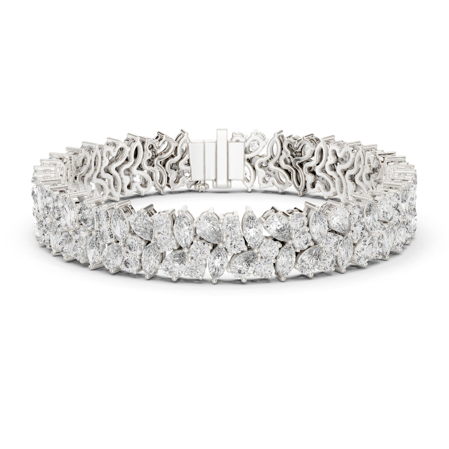 14k Rose Gold Pear Marquise Round Lab-Grown Diamond Bridal Bracelet | Pure Carat