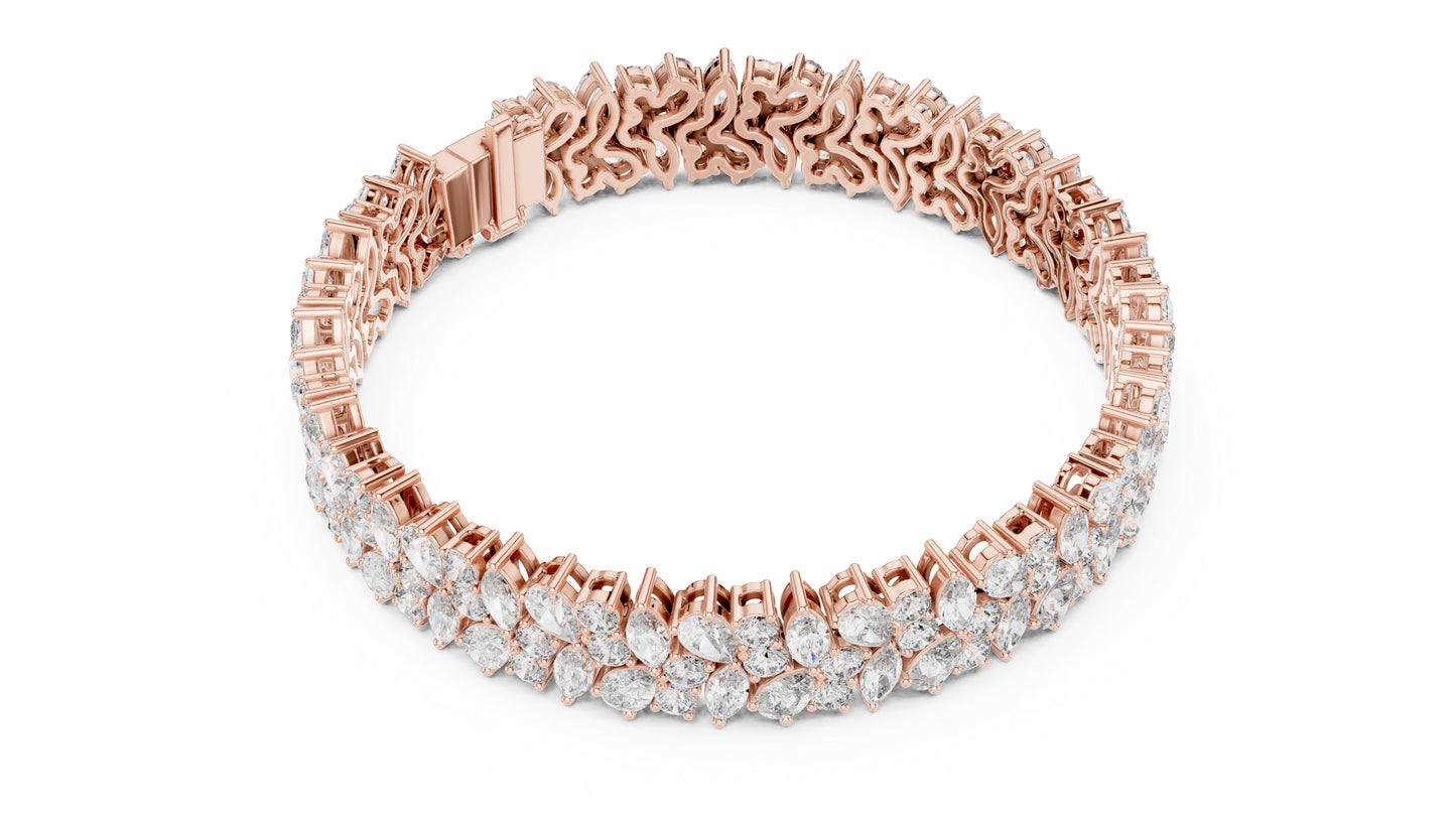 14k Rose Gold Pear Marquise Round Lab-Grown Diamond Bridal Bracelet | Pure Carat