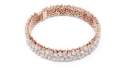 14k Rose Gold Pear Marquise Round Lab-Grown Diamond Bridal Bracelet | Pure Carat