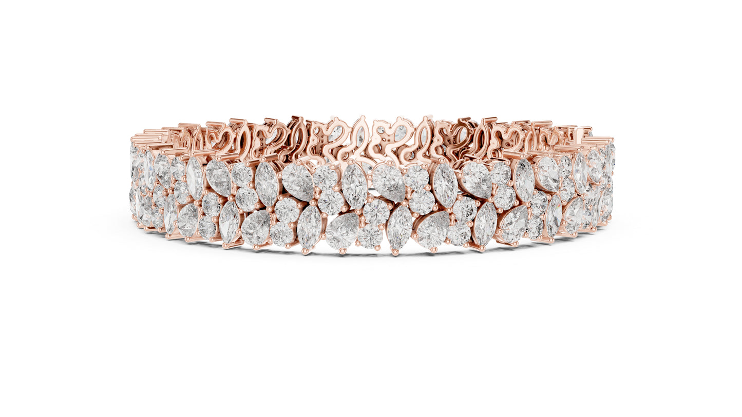 14k Rose Gold Pear Marquise Round Lab-Grown Diamond Bridal Bracelet | Pure Carat