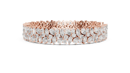 14k Rose Gold Pear Marquise Round Lab-Grown Diamond Bridal Bracelet | Pure Carat