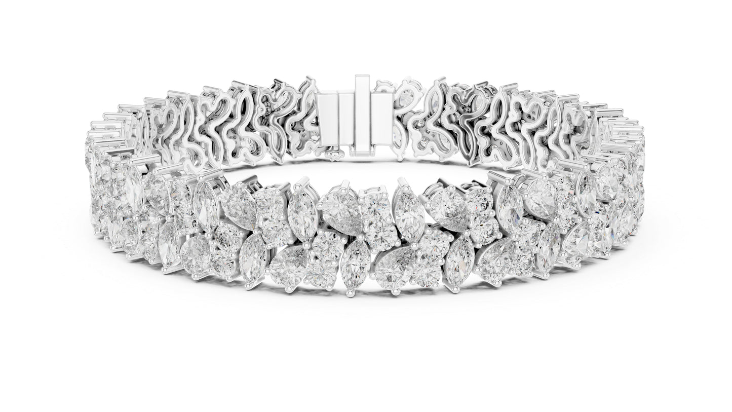 14k Rose Gold Pear Marquise Round Lab-Grown Diamond Bridal Bracelet | Pure Carat