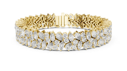 14k Rose Gold Pear Marquise Round Lab-Grown Diamond Bridal Bracelet | Pure Carat