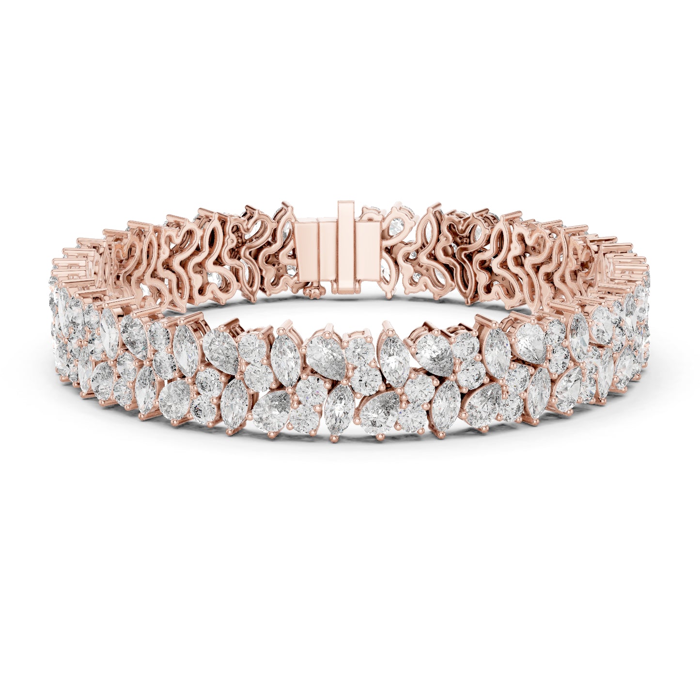 14k Rose Gold Pear Marquise Round Lab-Grown Diamond Bridal Bracelet | Pure Carat