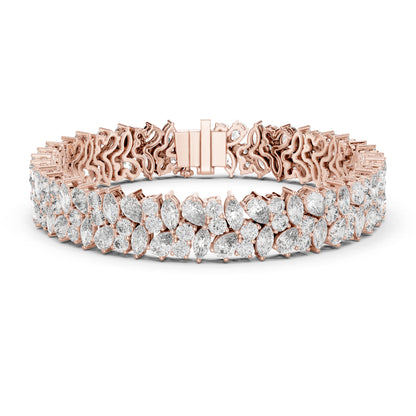 14k Rose Gold Pear Marquise Round Lab-Grown Diamond Bridal Bracelet | Pure Carat