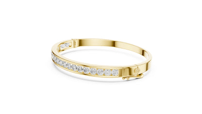 18k Yellow Gold Round Lab-Grown Diamond Party Wear Bracelet for Women | Pure Carat