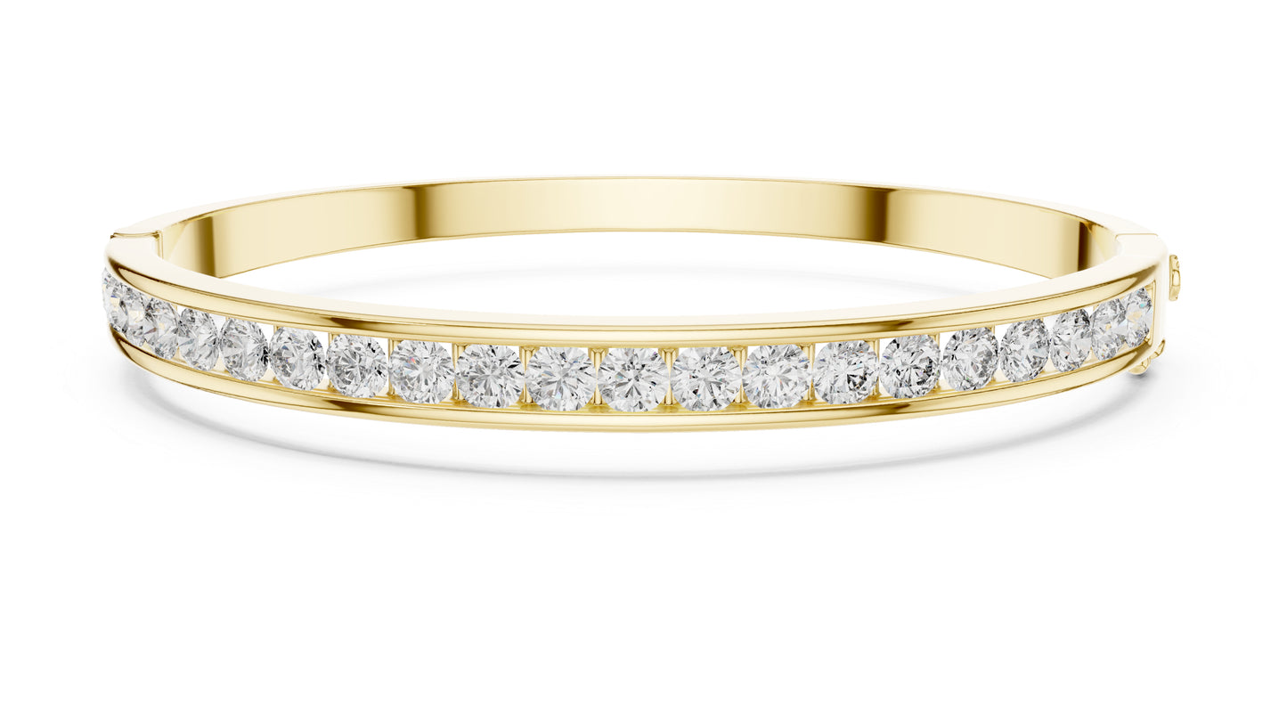 18k Yellow Gold Round Lab-Grown Diamond Party Wear Bracelet for Women | Pure Carat