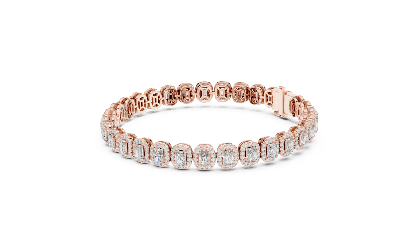 18k White Gold Radiant & Round Lab-Grown Diamond Anniversary Bracelet | Pure Carat