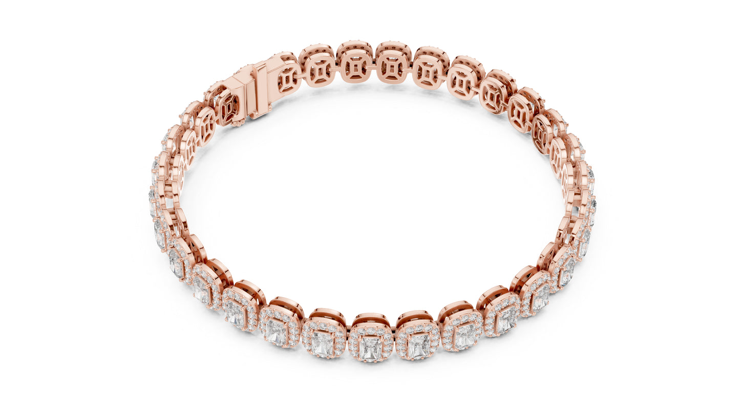 18k White Gold Radiant & Round Lab-Grown Diamond Anniversary Bracelet | Pure Carat