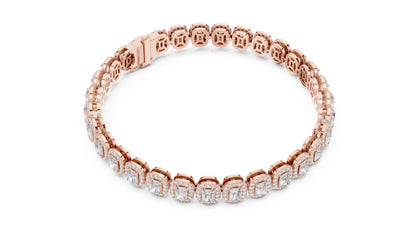 18k White Gold Radiant & Round Lab-Grown Diamond Anniversary Bracelet | Pure Carat