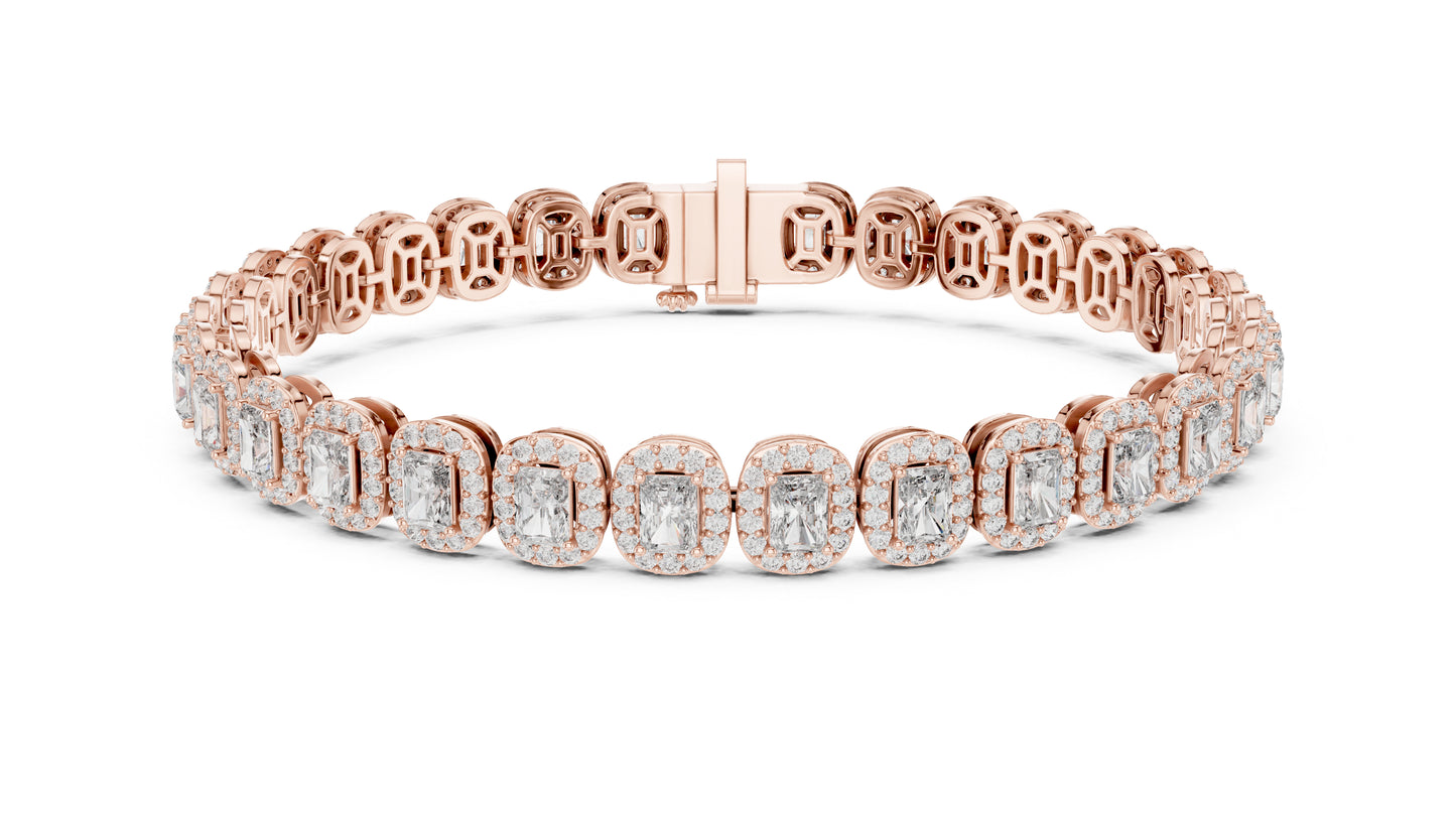 18k White Gold Radiant & Round Lab-Grown Diamond Anniversary Bracelet | Pure Carat