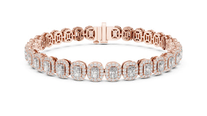 18k White Gold Radiant & Round Lab-Grown Diamond Anniversary Bracelet | Pure Carat