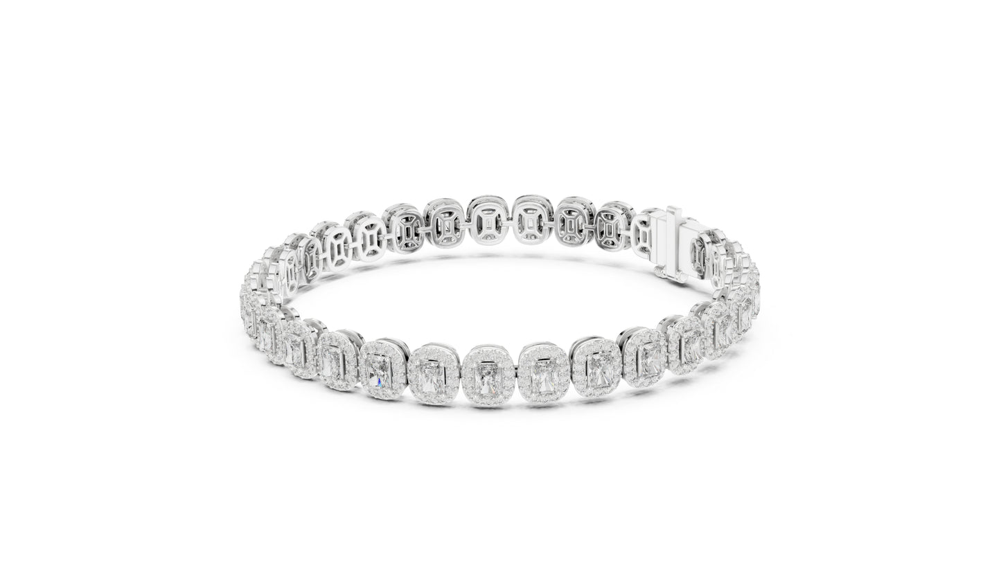 18k White Gold Radiant & Round Lab-Grown Diamond Anniversary Bracelet | Pure Carat