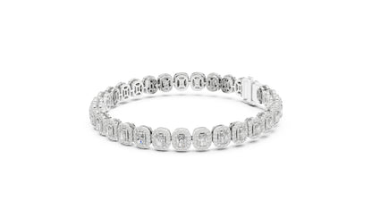 18k White Gold Radiant & Round Lab-Grown Diamond Anniversary Bracelet | Pure Carat