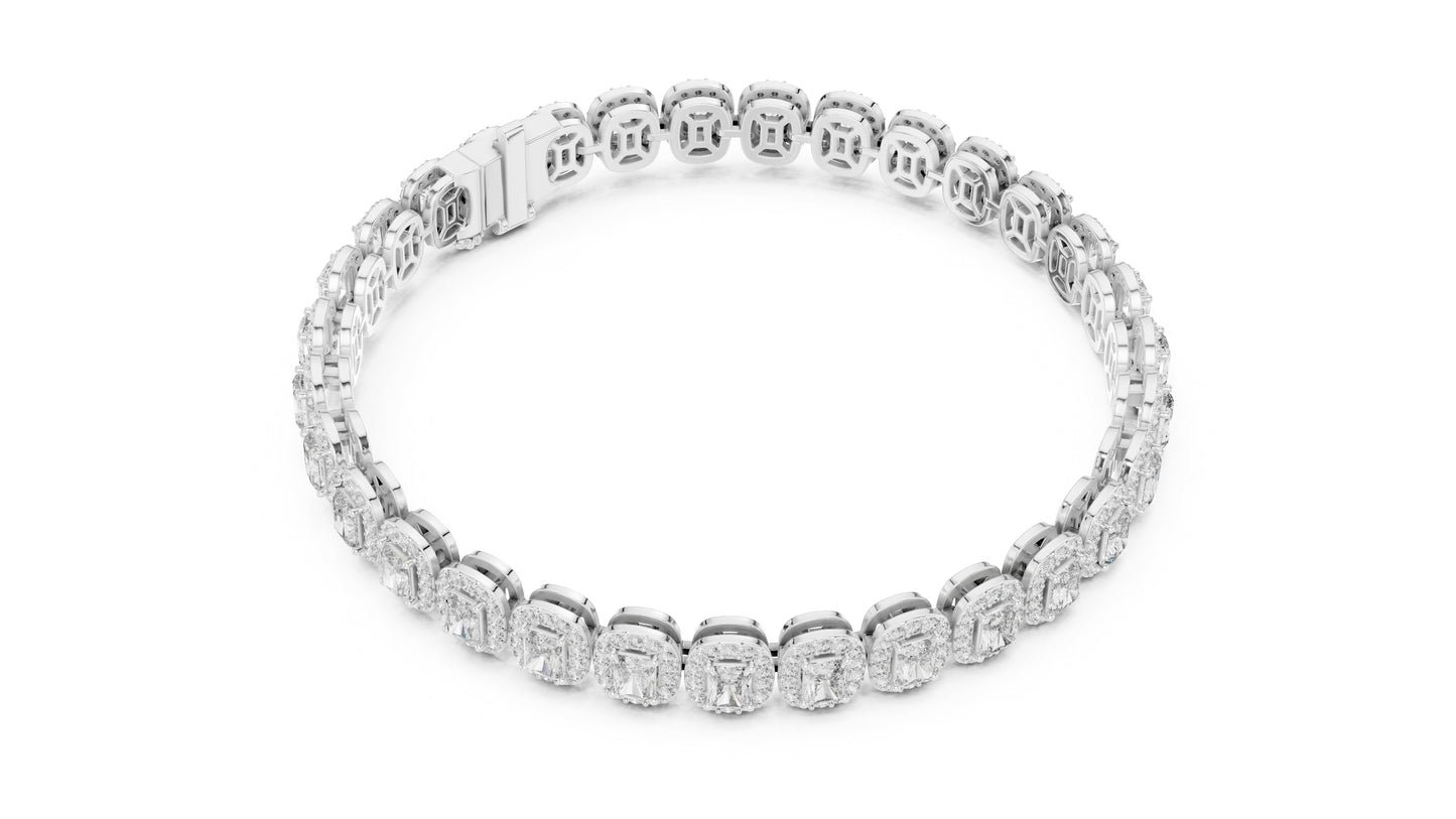 18k White Gold Radiant & Round Lab-Grown Diamond Anniversary Bracelet | Pure Carat