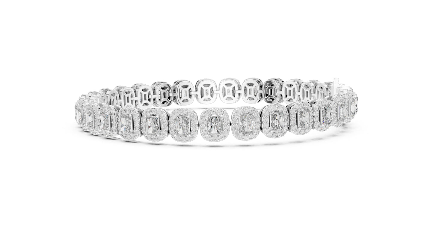 18k White Gold Radiant & Round Lab-Grown Diamond Anniversary Bracelet | Pure Carat