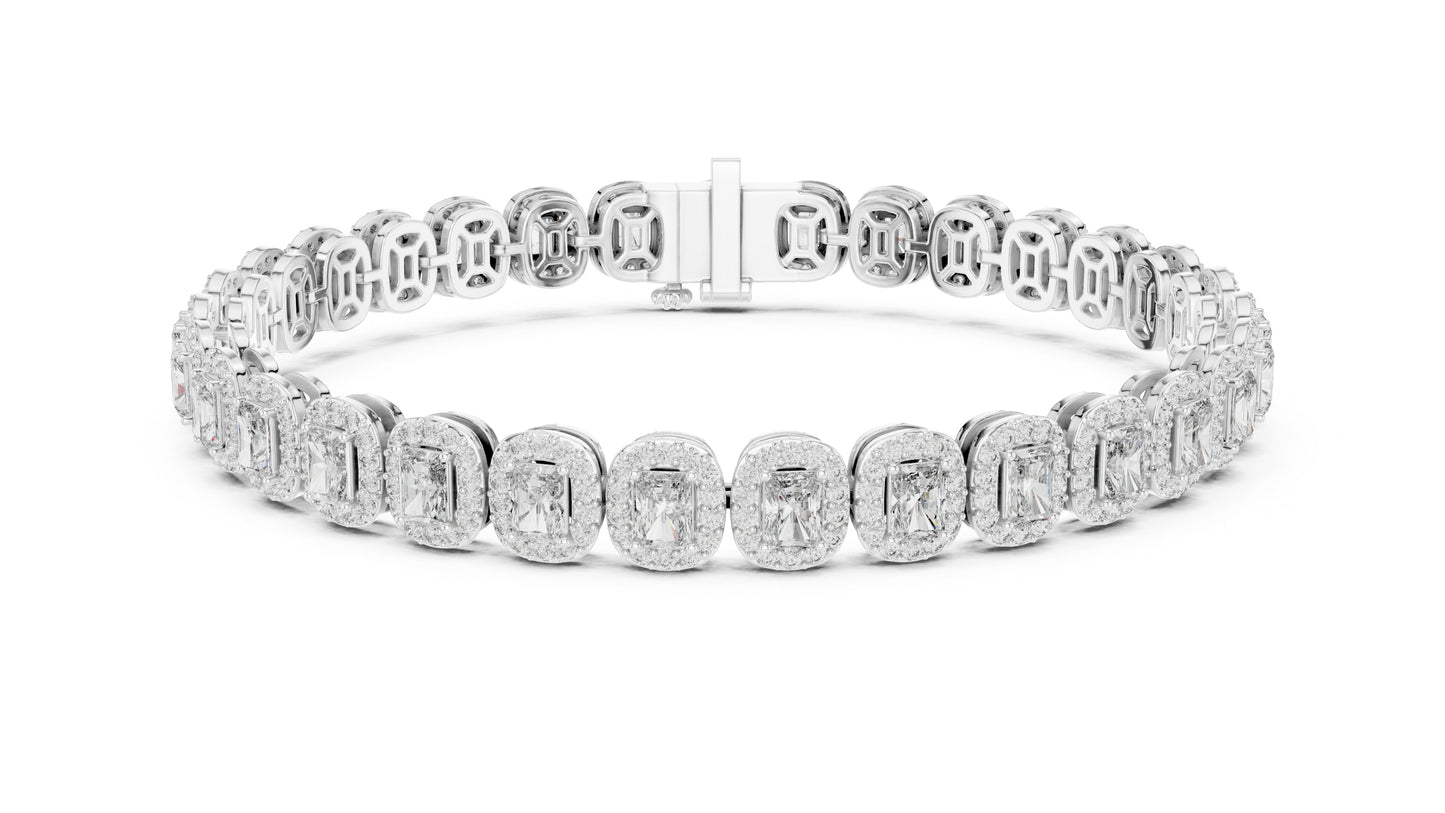 18k White Gold Radiant & Round Lab-Grown Diamond Anniversary Bracelet | Pure Carat
