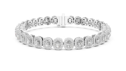 18k White Gold Radiant & Round Lab-Grown Diamond Anniversary Bracelet | Pure Carat