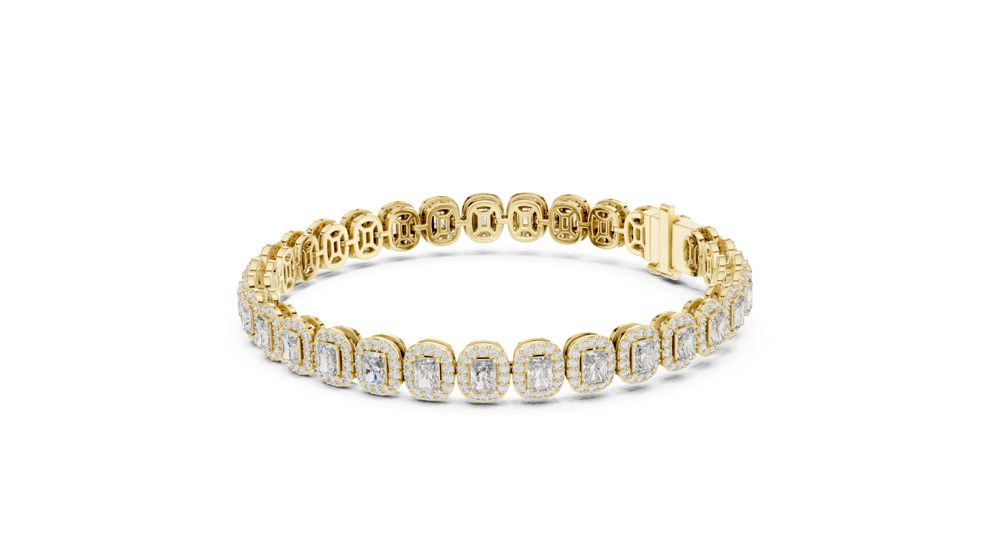 18k White Gold Radiant & Round Lab-Grown Diamond Anniversary Bracelet | Pure Carat