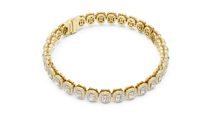 18k White Gold Radiant & Round Lab-Grown Diamond Anniversary Bracelet | Pure Carat