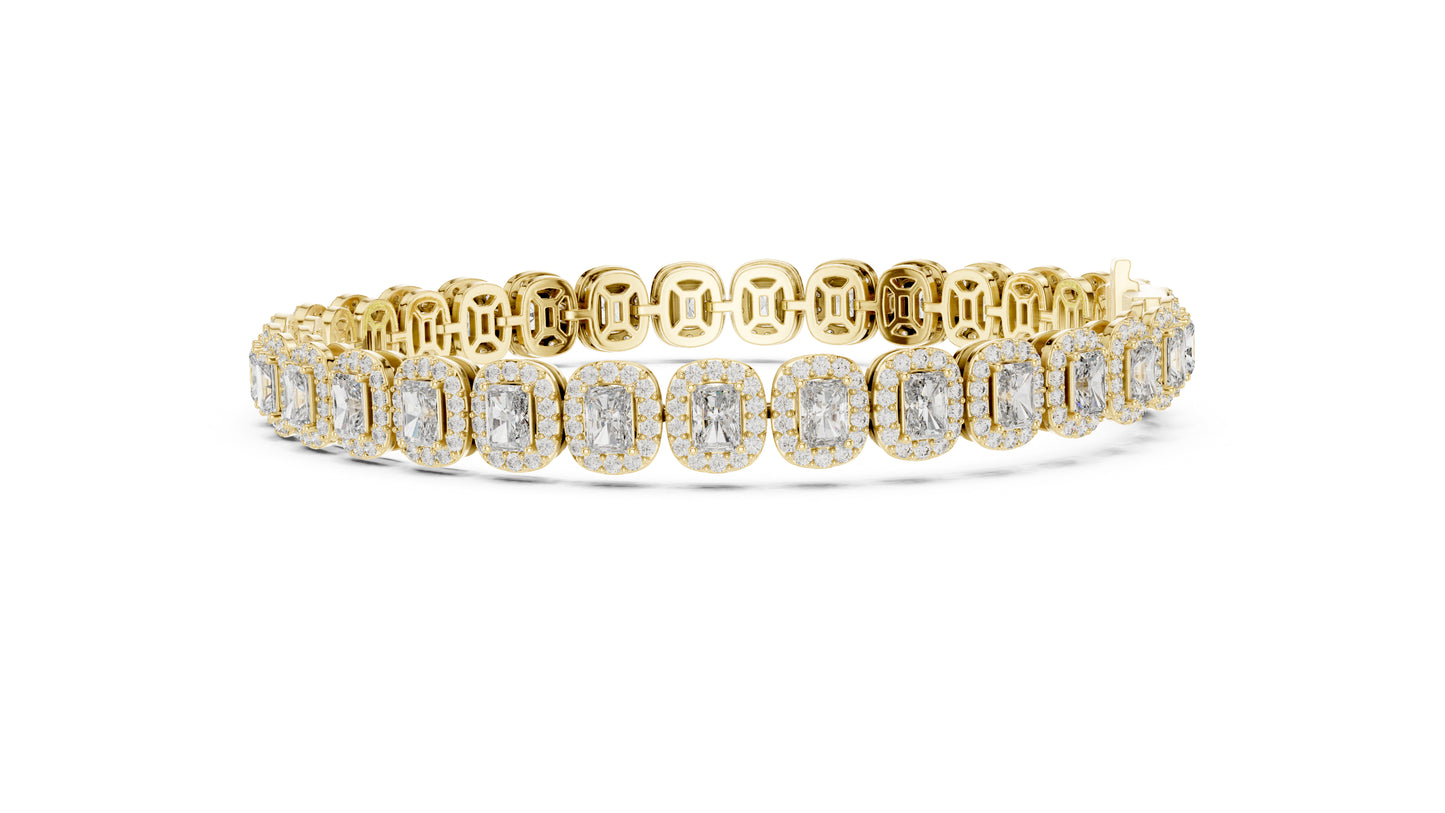 18k White Gold Radiant & Round Lab-Grown Diamond Anniversary Bracelet | Pure Carat