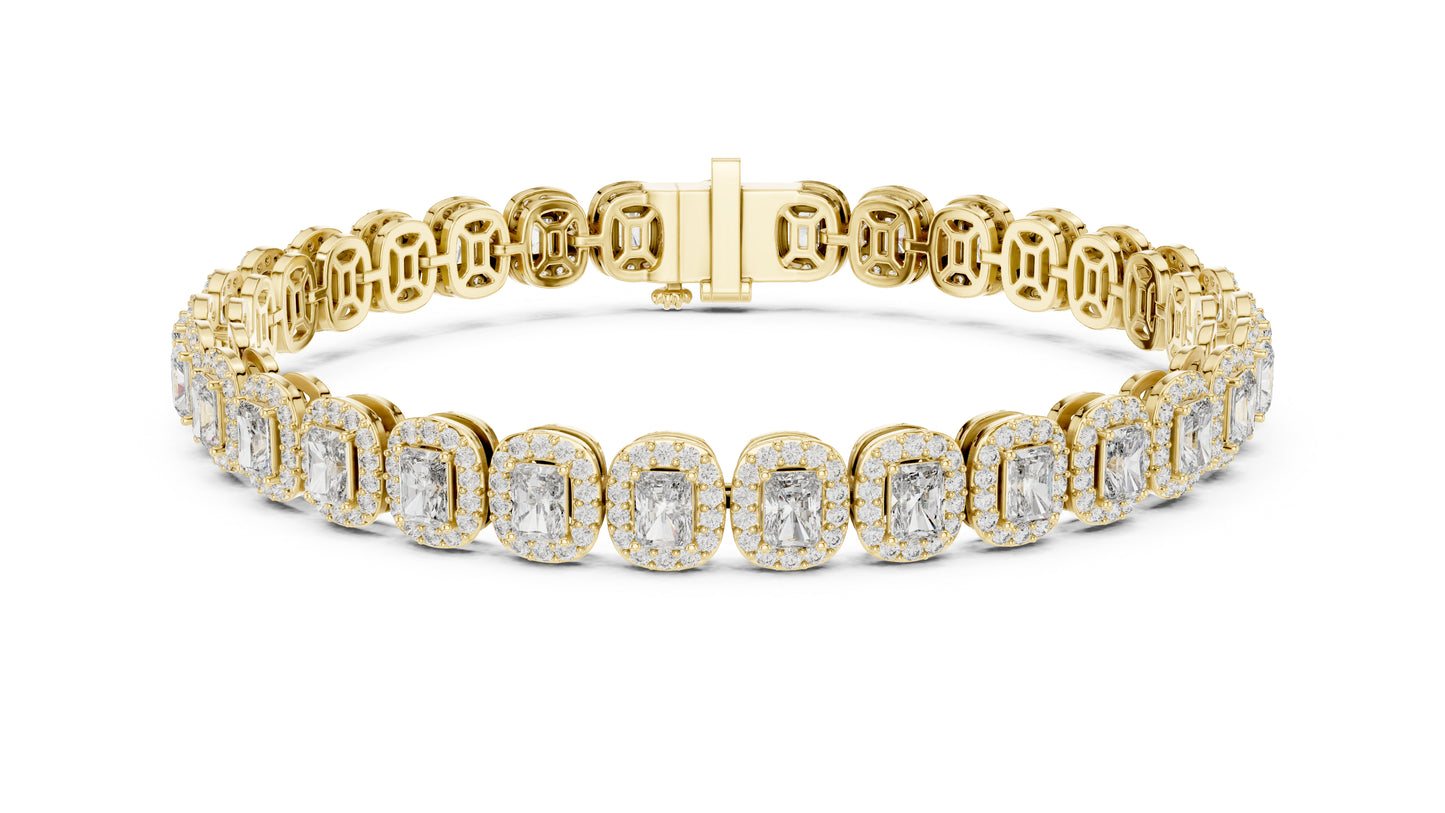 18k White Gold Radiant & Round Lab-Grown Diamond Anniversary Bracelet | Pure Carat