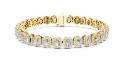 18k White Gold Radiant & Round Lab-Grown Diamond Anniversary Bracelet | Pure Carat