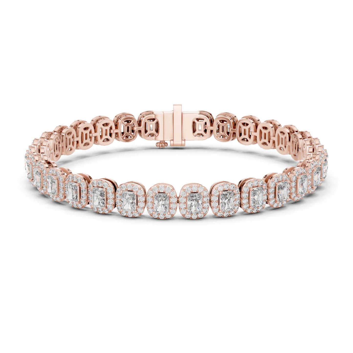 18k White Gold Radiant & Round Lab-Grown Diamond Anniversary Bracelet | Pure Carat